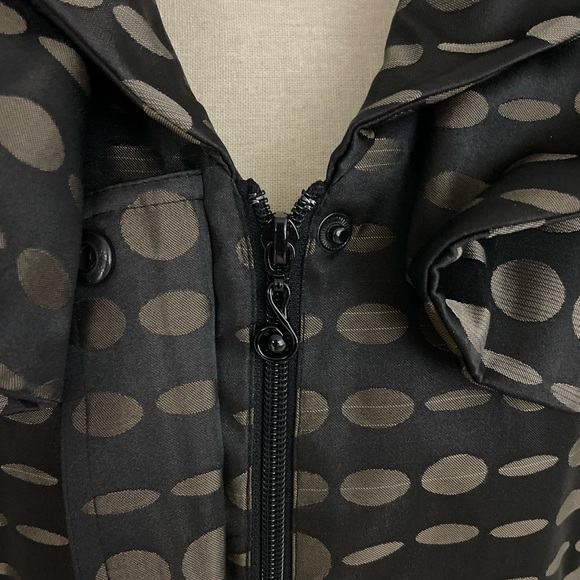 Samuel Dong Trench Dress Coat Bubble Hem Size Medium Brown Metallic Belted - Picture 6 of 10